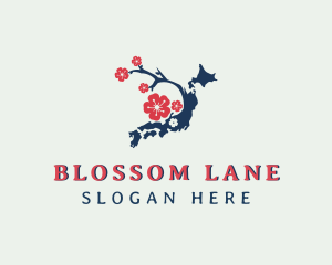 Cherry Blossom Floral Map logo design