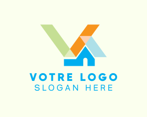 House Construction Letter V logo design