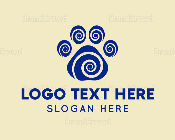 Spiral Dog Paw Print Logo