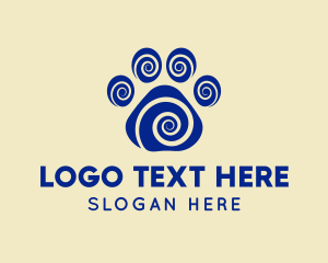 Print - Spiral Dog Paw Print logo design