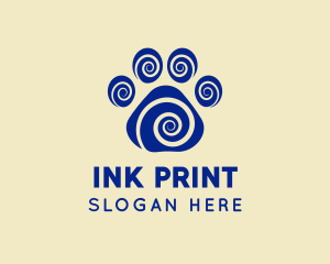 Print - Spiral Dog Paw Print logo design