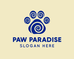 Spiral Dog Paw Print logo design