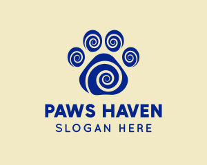 Spiral Dog Paw Print logo design