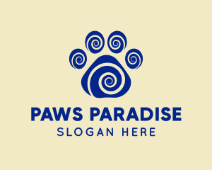 Spiral Dog Paw Print logo design