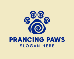 Spiral Dog Paw Print logo design