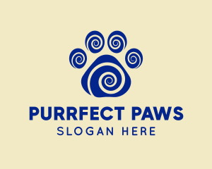 Spiral Dog Paw Print logo design