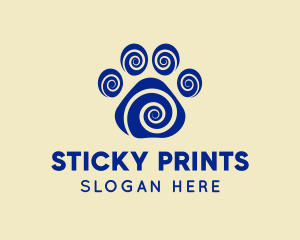 Spiral Dog Paw Print logo design