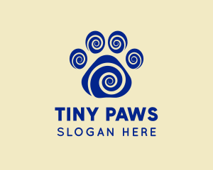 Spiral Dog Paw Print logo design