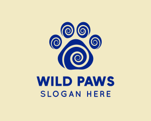 Spiral Dog Paw Print logo design