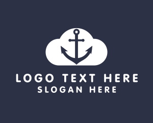White - Sea Anchor Cloud logo design