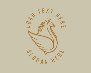 Exclusive - Gold Elegant Swan logo design