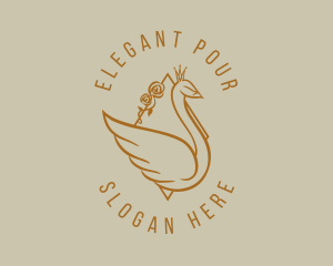 Gold Elegant Swan logo design