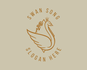 Gold Elegant Swan logo design