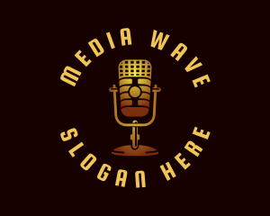 Broadcasting - Podcast Radio Microphone logo design