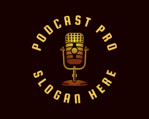 Podcaster - Podcast Radio Microphone logo design