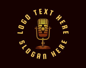 Broadcasting - Podcast Radio Microphone logo design