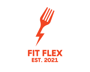 Cook - Fork Lightning Bolt Fast Food logo design