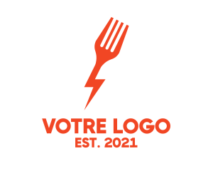 Snack - Fork Lightning Bolt Fast Food logo design