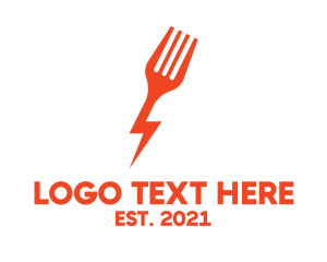 Utensil - Fork Lightning Bolt Fast Food logo design