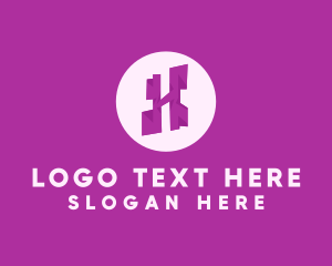 Round - Purple Letter H logo design