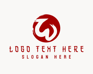 Oriental - Round Brush Letter W logo design