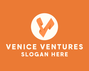 Orange Letter V logo design