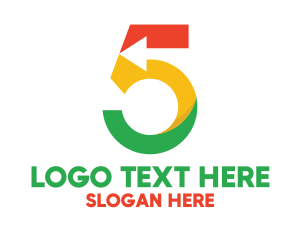 Five - Colorful Arrow Number 5 logo design