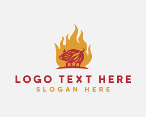 Cooking - Flame Pork Grill logo design