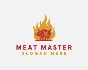 Flame Pork Grill logo design