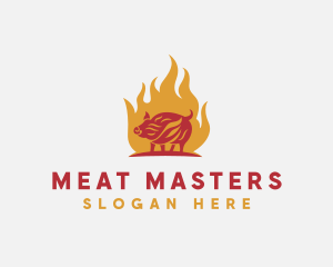 Flame Pork Grill logo design