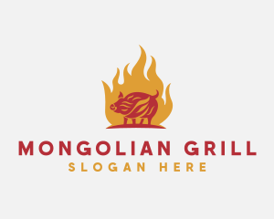 Flame Pork Grill logo design