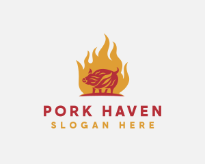 Flame Pork Grill logo design