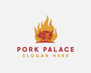 Pork - Flame Pork Grill logo design