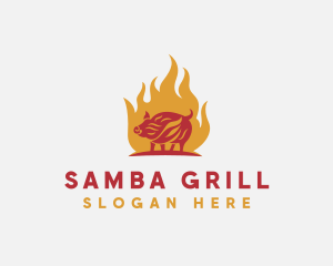 Flame Pork Grill logo design