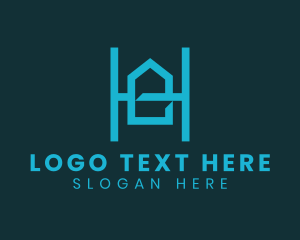 Village - Blue Geometric House Letter H logo design