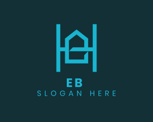 Geometric - Blue Geometric House Letter H logo design