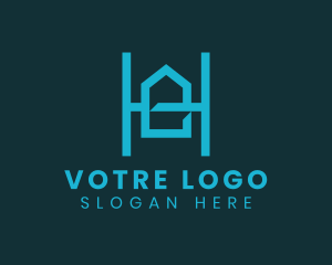 Property Developer - Blue Geometric House Letter H logo design