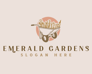 Wheel Barrow Organic Herb logo design