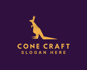 Golden Kangaroo Origami logo design