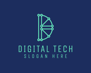 Digital Circuit Letter D logo design