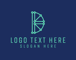Negative Space - Digital Circuit Letter D logo design