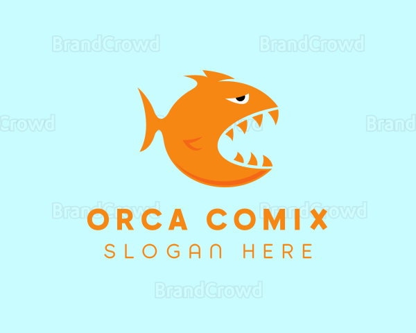 Aquatic Piranha Fish Logo