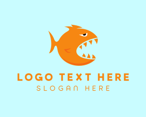 Aquarium - Aquatic Piranha Fish logo design