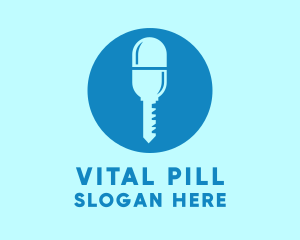 Pill - Blue Key Pill logo design