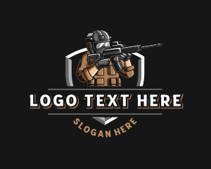 Squad - Soldier Military Rifle logo design
