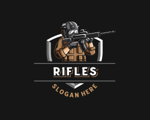 Soldier Military Rifle logo design