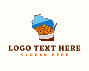 Map - Wisconsin Cheese Curd Snack logo design