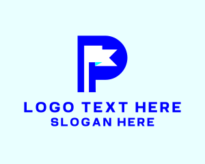 Negative Space - Modern Flag Letter P logo design