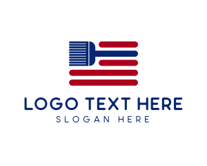 Paint Brush - American Flag Broomstick logo design
