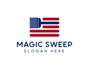 American Flag Broomstick logo design
